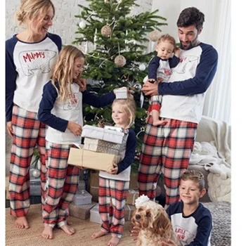 2020 Crăciun Familie Pijamale, Îmbrăcăminte Set Carouri Familie de Potrivire Haine de Crăciun pentru Adulți Copii Pijamale pentru Copii Romper Sleepwear
