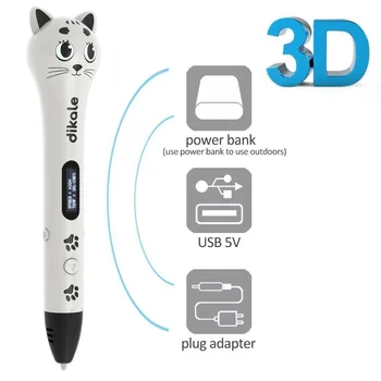 Dikale de Imprimare 3D Desen Stilou Imprimantă cu Ecran OLED de Arte DIY Cadou Perfect pentru Copii și Adulți Compatibil cu PLA/ABS