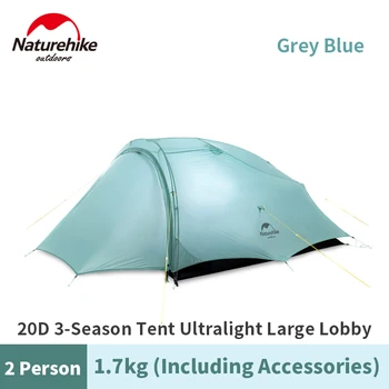 Naturehike Ultralight 2 Persoane Cort 20D Nylon rezistent la apa Camping Corturi de 3 Sezoane Pentru Drumeții în aer liber Numai 1.7 kg, Cu acces Gratuit la Mat