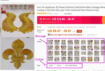 Fier Pe Aplicatii en-Gros 20 Buc/Lot 3D Patch-uri de Flori Broderii de Aur de Epocă, Costume Cosplay Diy Dantelă de Ornamente de Aur și Argint