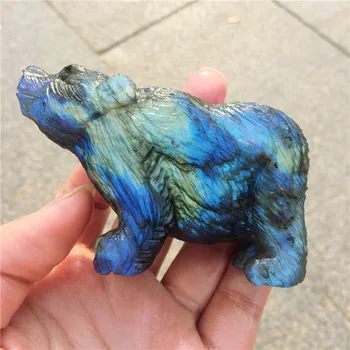 1buc labradorit Natural piatra de cristal Mână-sculptate labradorit ursul Brun Acasă Decorare Piatră prețioasă pentru cadouri