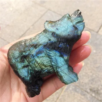 1buc labradorit Natural piatra de cristal Mână-sculptate labradorit ursul Brun Acasă Decorare Piatră prețioasă pentru cadouri