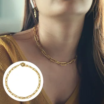 Unic Culoare de Aur din Oțel Inoxidabil Lanț de Cablu Coliere pentru Barbati Femei Chic Răsucite Corneliu Caseta de Lanț Colier cu Incuietoare Comutare TNS025