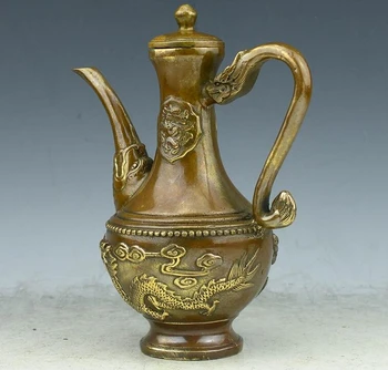 SCY 426+++alama cupru antic ceainic oală dragon carafă opt ibric de cupru 