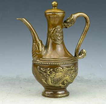 SCY 426+++alama cupru antic ceainic oală dragon carafă opt ibric de cupru 