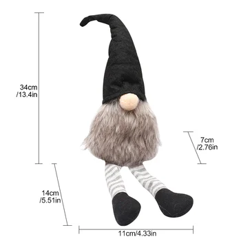 2020 Crăciun Lucrate Manual Suedez Santa Gnome Papusa Ornamente De Pălărie Neagră Figurina,Pom De Crăciun Agățat Decoratiuni，Elf Jucarii