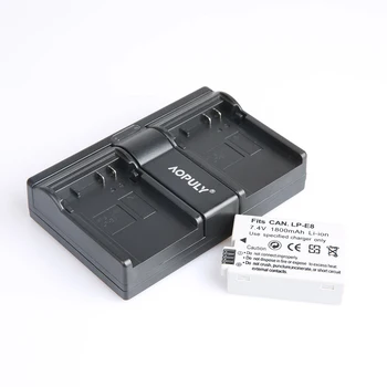 2 buc 1800mah LP-E8 LPE8 LP E8 Baterie Baterii AKKU + Dual USB Incarcator pentru Canon EOS 550D 600D 650D 700D X4 X5 X6i X7i T2i T3i