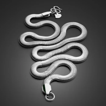 Argint 925 Solid Pandantiv Colier Lanțuri de Bordură Link-ul de Oameni Cravată 6MM18-28 inch lung șarpe lanț de sex Masculin de sex Feminin Accesorii