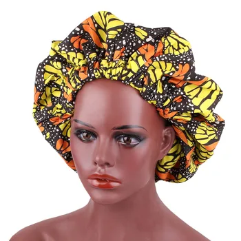Foarte Mare De Satin Căptușite Africane Capota Întinde De Imprimare Femei Turban Ankara Bonete Cap Accesorii De Par