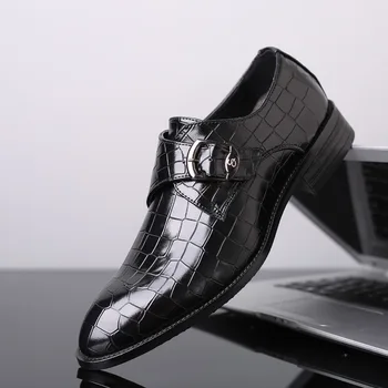 MULUHU 2019 Primăvară Noua Moda Barbati Pantofi Rochie din Piele Curea Cataramă de Afaceri Elegant de Birou de Nunta Pantofi Deget a Subliniat Dimensiunea 38-48