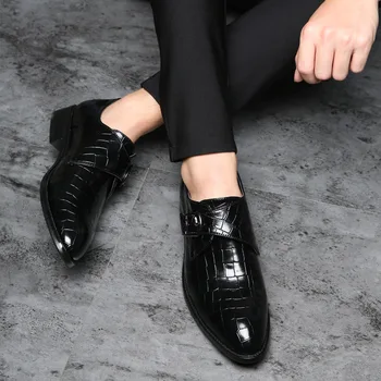 MULUHU 2019 Primăvară Noua Moda Barbati Pantofi Rochie din Piele Curea Cataramă de Afaceri Elegant de Birou de Nunta Pantofi Deget a Subliniat Dimensiunea 38-48