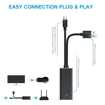 RJ 45 Ethernet Adaptor Micro USB Pentru Foc TV Chromecast 2 1 Ultra Audio TV Stick Pentru Chromecast Adaptor Ethernet Pentru Google