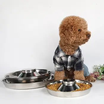 Din Oțel Inoxidabil Câine Alimentare Castron Câine Lent Consumul De Formare Castron Rezistent Crescute Alimentator Pentru Caini Pisici Animale De Companie Evita Sufoca Feeder