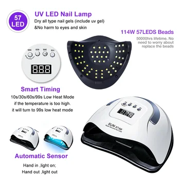 90/114W UV LED Lampa de Unghii pentru Manichiura Unghii Uscător de Mașină 45/57 LED UV Gheață Lampa Uscare Gel de unghii cu Auto Senzor