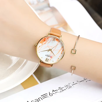 CURREN Casual Femei Ceas de Moda Textură de Marmură Cadran cu Piele Moale Curea de Ceasuri Doamnelor Analog Cuarț Ceas de mână Reloj