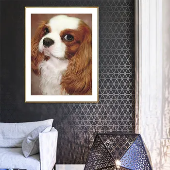 Charles King Beagle Cap Portret Diamant Pictura Animal Rotund Burghiu Plin de Nouveaute DIY Mozaic Broderie 5D cruciulițe Cadouri