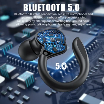 TWS Bluetooth Căști Cu Microfoane Sport Cârlig Ureche Display LED Wireless Casti HiFi Stereo Căști Căști Impermeabil