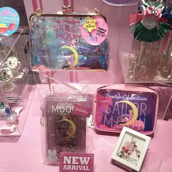 Cele Mai Noi Sailor Moon Japonia Fete Strălucească Cu Laser Pachet Cosmetice Lanț Sac De Mesager