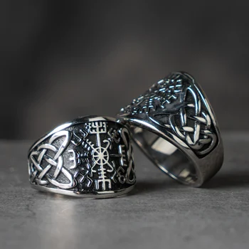 Nordic Valknut Viking inele din oțel inoxidabil om index inel Vintage moda bijuterii