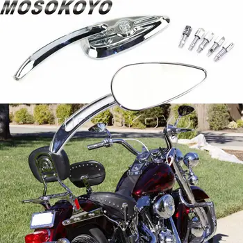 2 buc Universal Personalizate Craniu Oglinzi Retrovizoare Motocicleta Cruiser Oglinda retrovizoare Laterală pentru Harley Sportster, Dyna Heritage Softail