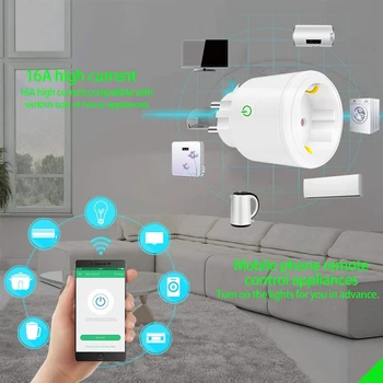 Smart Plug 16A Priza Inteligent Wifi Tuya de Viață Inteligentă App UE Wifi Plug Lucra cu Alexa de Start Google
