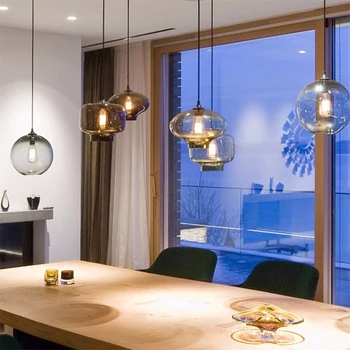 Nordic moderne, pline de culoare vas de sticla pandantiv lumini E27 pod agățat lămpi pentru camera de zi bucatarie dormitor restaurant, hotel, sala de