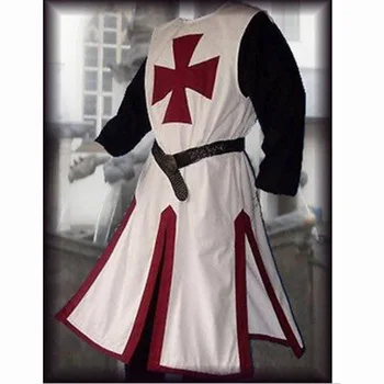 Cavaler Medieval Templieri Cruciat Costum Barbati Maneca Lunga Tricou Tunica Warriror Cavaler Armura Tabard Îmbrăcăminte Pentru Bărbați Adulți