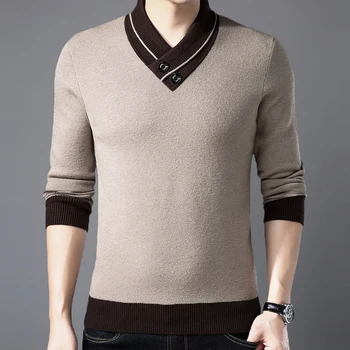 Pulover barbati culoare solidă V-neck pulovere 2021 nou toamna și iarna bottom tricou jke261