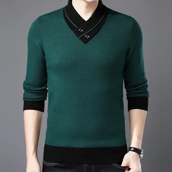 Pulover barbati culoare solidă V-neck pulovere 2021 nou toamna și iarna bottom tricou jke261