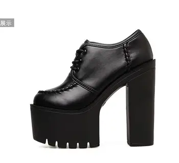 Dantelă-up stil regina rotund deget de la picior gros platforma pantofi cu tocuri foarte inalte, confortabile, la ocazii oficiale femeie, pantofi