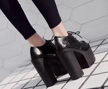 Dantelă-up stil regina rotund deget de la picior gros platforma pantofi cu tocuri foarte inalte, confortabile, la ocazii oficiale femeie, pantofi
