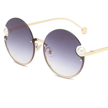 Brand de lux Rotund fără ramă de ochelari de soare Femei de moda retro cadru metalic nuante pentru femei ochelari de soare vintage doamnelor oculos UV400