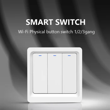 AVATTO Tuya UE Wifi Comutator cu Buton Fizic, smart home automation Întrerupător de Lumină 1/2/3 Banda de Lucru cu Alexa,Google Acasa