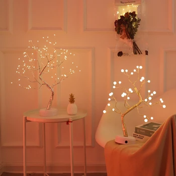 LED Lumina de Noapte Flori de Copac Lampă de Masă Sârmă de Cupru Ghirlanda Lampă Pentru Casa Dormitor Decor de Nunta Cadouri de Valentine Atinge Lampa de Noapte