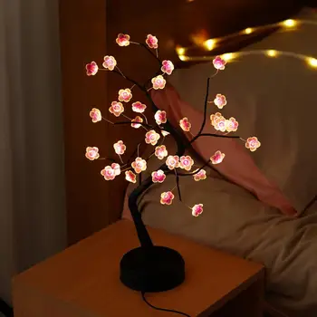 LED Lumina de Noapte Flori de Copac Lampă de Masă Sârmă de Cupru Ghirlanda Lampă Pentru Casa Dormitor Decor de Nunta Cadouri de Valentine Atinge Lampa de Noapte