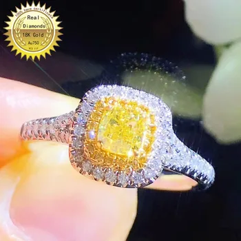 18k aur alb inel cu diamant de Logodna si de Nunta Naturale Reale galben Inel cu Diamant Bijuteriile au certificat de