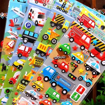 4sheets Copii Puzzle de Desene animate Autocolant Auto Jucărie Pufoasă Lipicios 3D Camion Masina Bule de Hârtie adezivă Pictura Jucării Pentru Băieți și Fete Cadou