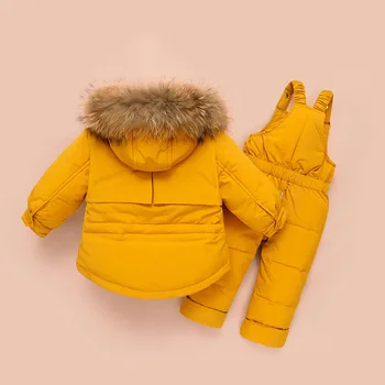 2020 Copii Nou în jos jacheta costum nou de iarna pentru copii suspensor pantaloni sex masculin fata de copil raton păr costum de schi