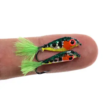Wifreo 2 BUC #10 Mini Minnow Fly 3D Strălucire Ochii Promelas Pește Momeală Imitație Fanioane Păstrăv de apă Dulce Pescuit cu Muscă Zboară
