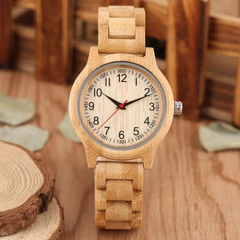 Toate naturale de Bambus, Lemn Ceas pentru Femei Ceasuri de Top de Brand de Lux Doamnelor Cuarț Rochie Ceas de Lemn Brangle Pentru Cadouri horloges vrouwen