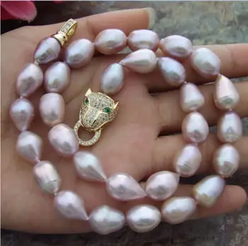 Elegant 11-13mm baroc sud lavanda mare colier de perle de 18 inch