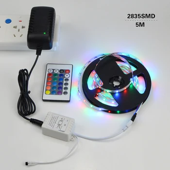1Set RGB LED Strip lumina 5050 2835 3528 5M 10M Flexibil lumina LED-uri 300 Led-uri Banda Diodă Panglică Cu IR Controller DC12V 3A Adaptor