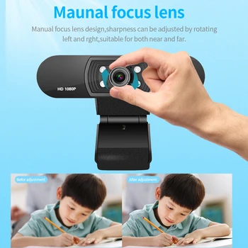 Ashu H800 Video Full HD Webcam HD 1080P Camera USB Webcam Focus Viziune de Noapte Calculator, Camera Web cu Microfon încorporat