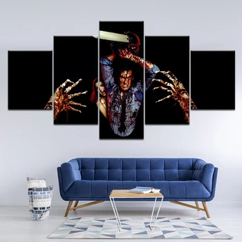 Panza Pictura film de groaza Evil Dead 5 Piese de Arta de Perete Pictura Modular imagini de Fundal Poster de Imprimare pentru living Decor Acasă