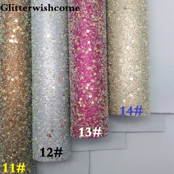 Glitterwishcome 30X134CM Mini Roll Piele Sintetica, Indesata Sclipici de Piele, Imitatie de Piele PU material de Vinil pentru Arcuri, GM054