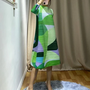 FIERBINTE de VÂNZARE Miyake Moda ori trei sferturi geometrice pirnt sta gât rochie IN STOC