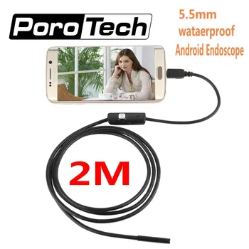 5.5 mm Lentilă 2M greu de Cablu de Inspecție mini aparat de fotografiat Impermeabil Android Endoscop 6 LED Camera Endoscop pentru Calculator și Telefon Mobil