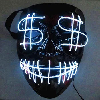 LED Fluorescente Dolar Strălucire Masca LED-uri Strălucire Masca Înfricoșătoare Cosplay Costum Halloween Party Dress Up