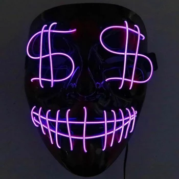 LED Fluorescente Dolar Strălucire Masca LED-uri Strălucire Masca Înfricoșătoare Cosplay Costum Halloween Party Dress Up
