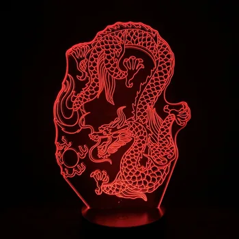 Dragon chinezesc Forma LED 3D Acasă Lumina Dormitor Decorative Lampa de Noapte 3D Acril Masă Lampă de Noptieră Jucarii si Cadouri